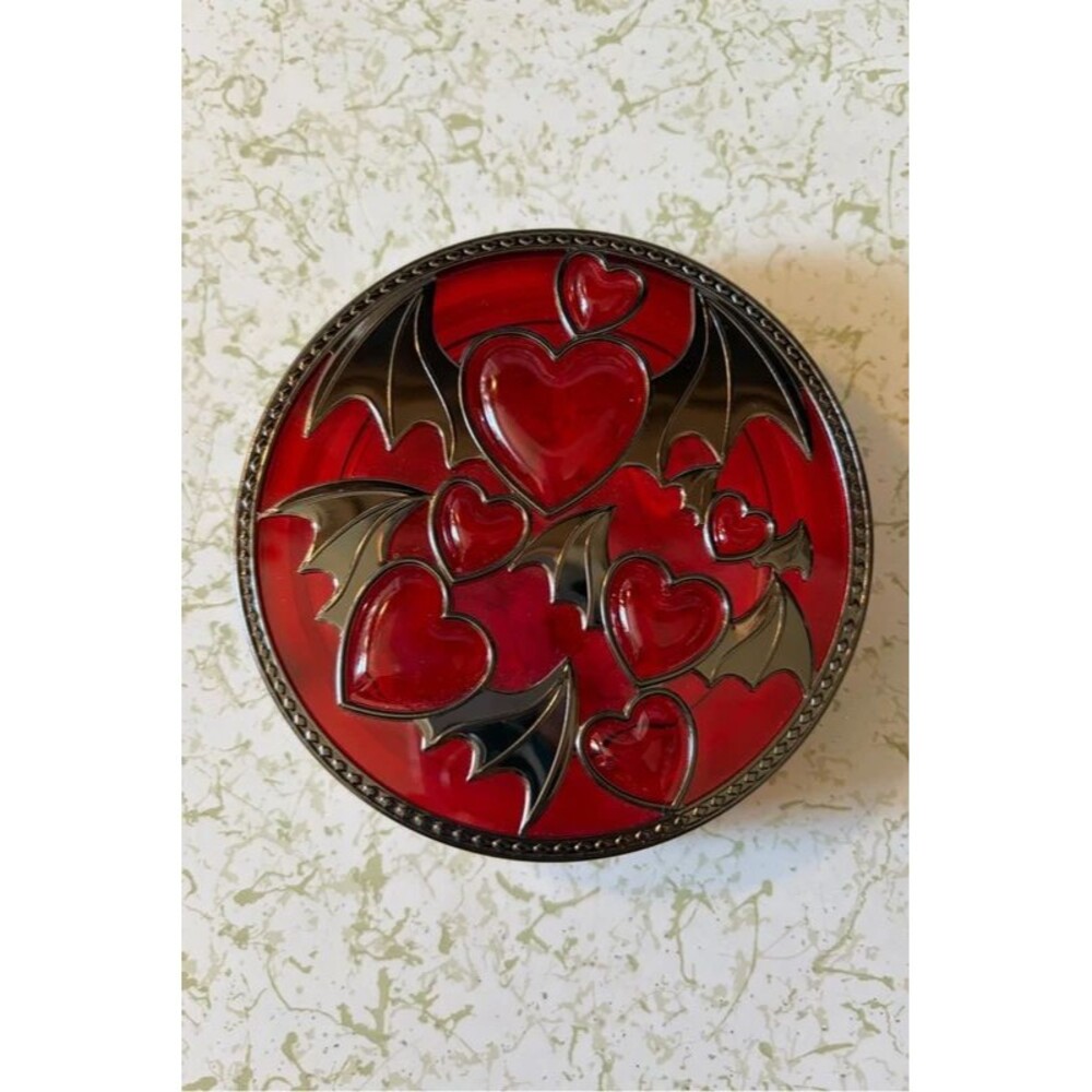 Bath & Body Works Vampire Blood Red Hearts Bat Wings Decorative 3 Wick Candle Li